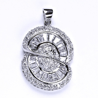 Stříbrný přívěsek s čirými zirkony, přívěsek ze stříbra, 7,46 g