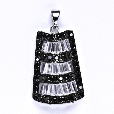 Stříbrný přívěsek s černými a čirými zirkony, přívěsek ze stříbra, 6,37 g