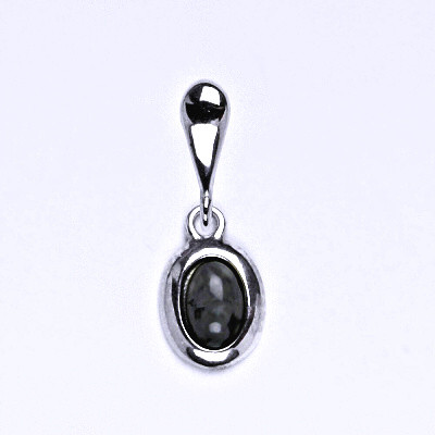 Stříbrný přívěsek,přírodní kámen obsidian 6x4 mm, P 1353