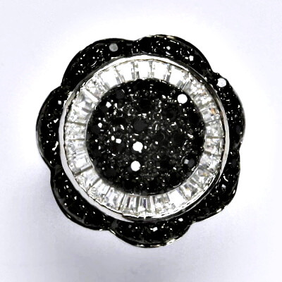 Stříbrný prsten s čirými a černými zirkony,prsten ze stříbra,váha 9,26 g