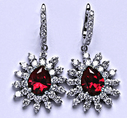 Stříbrné náušnice s barevnými zirkony,  váha 14,48 g