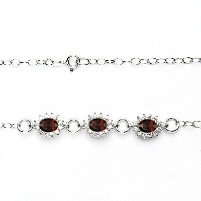 Stříbrný náhrdelník Kate, přírodní granát, čiré zirkony, NH 1480