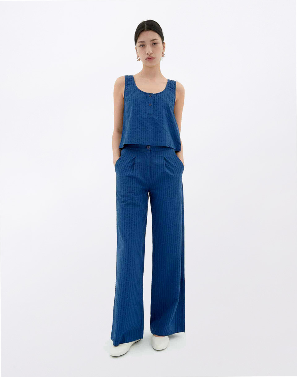 Thinking MU Cobalt Seersucker Manolity Pants BLUE 36
