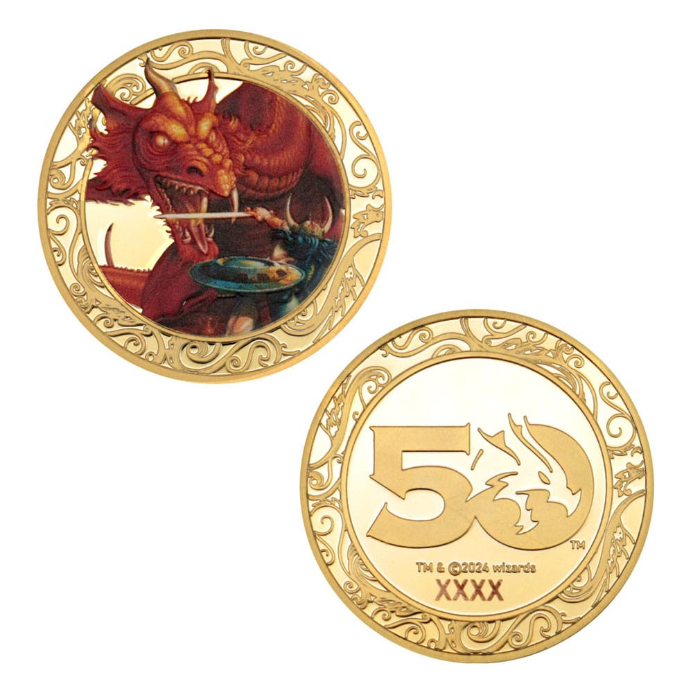 FaNaTtik | Dungeons & Dragons - sběratelská mince 50th Anniversary with Colour Print (24k Gold Plated Edition)