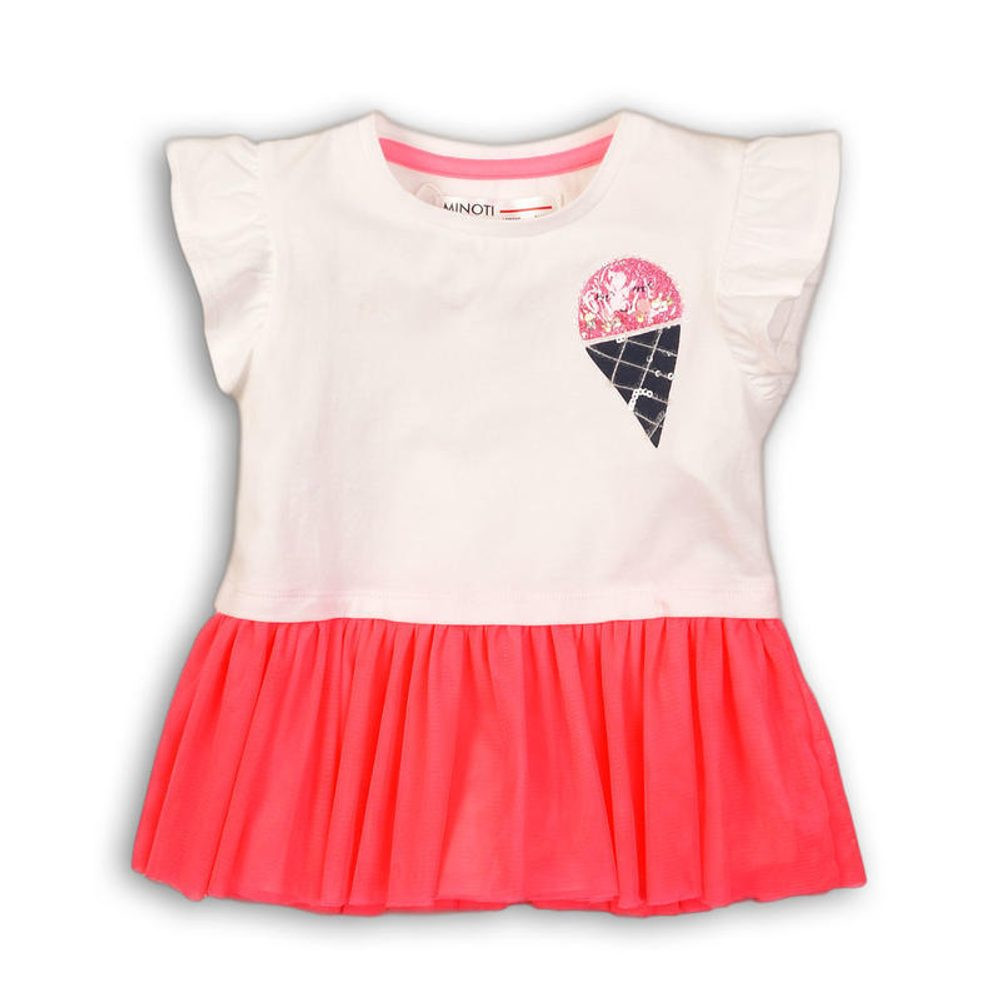 Tunika dívčí s krátkým rukávem, Minoti, Hut 8, bílá - 104/110 | 4/5let