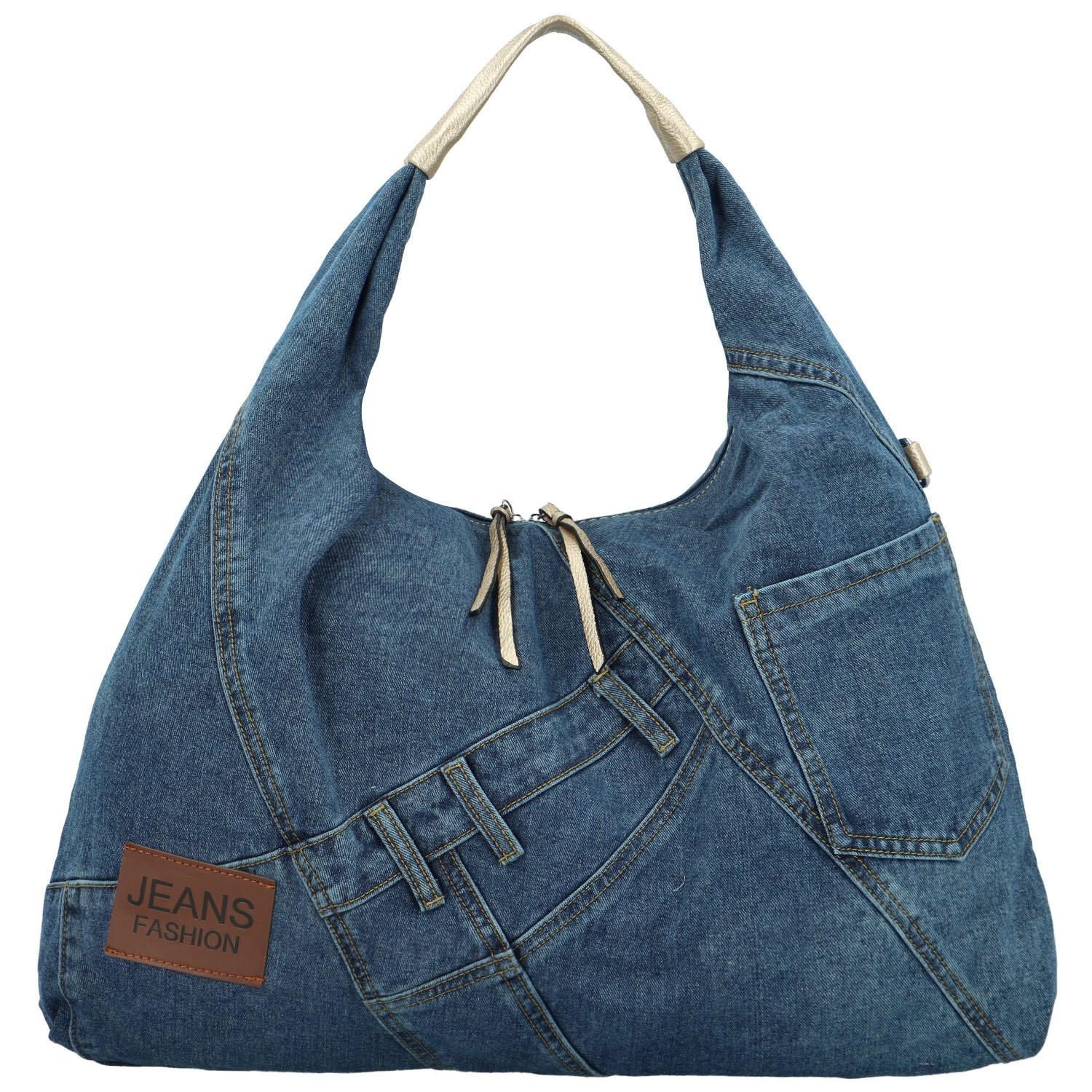 Trendy dámská textilní kabelka na rameno Kaela, zlatá