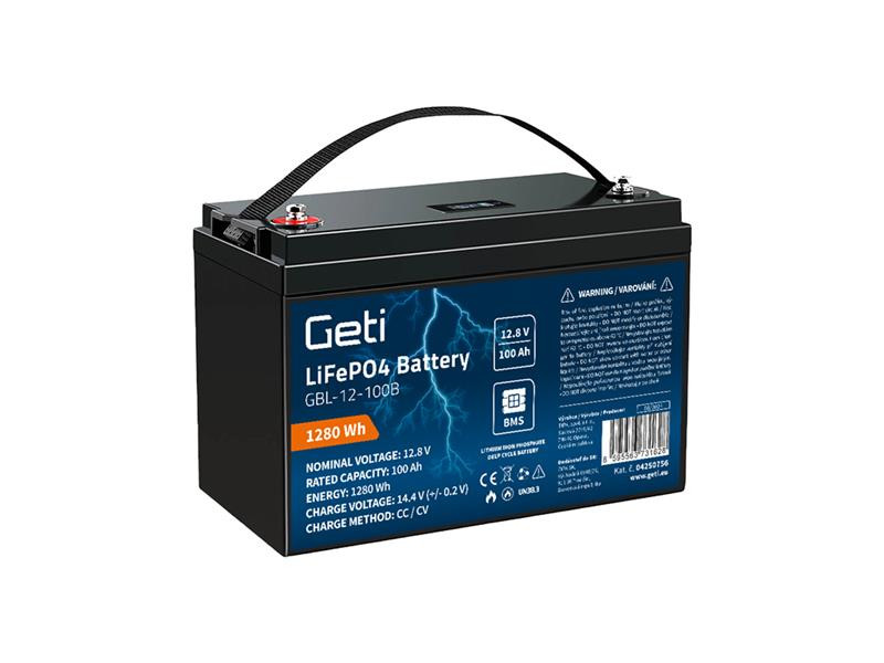 GETI Baterie LiFePO4 12,8V 100Ah GBL-12-100B pro solární systémy, s bluetooth a displejem