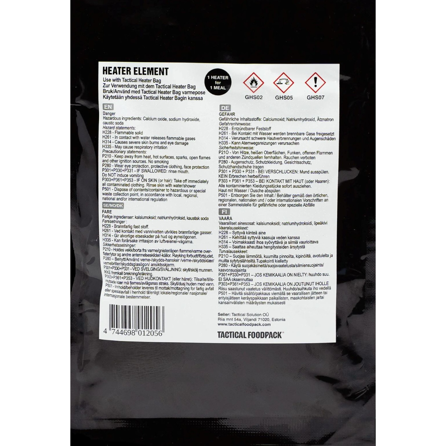 Pytlík na ohřev jídla Tactical Foodpack Heater element