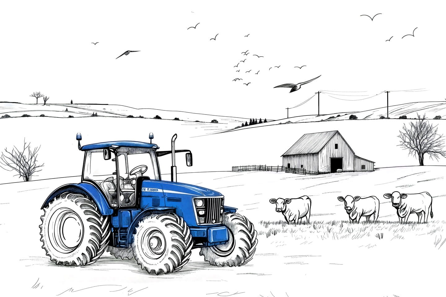 Tapeta na zeď traktor modrý