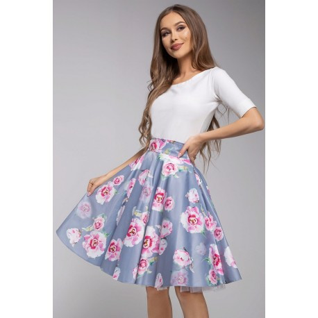 Sukně Gotta s květy - šedá, Velikost 42, Barva Šedá Gotta 0080011