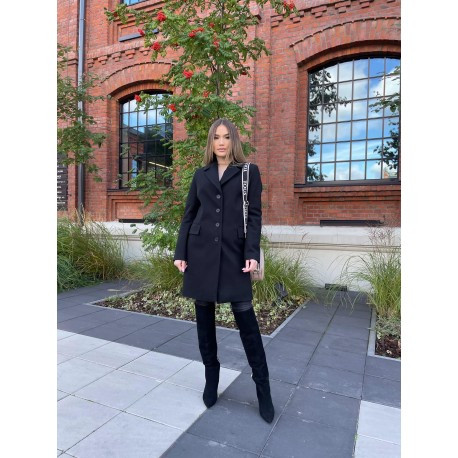 Dámský vlněný kabát, Velikost 48, Barva Černá BB 555