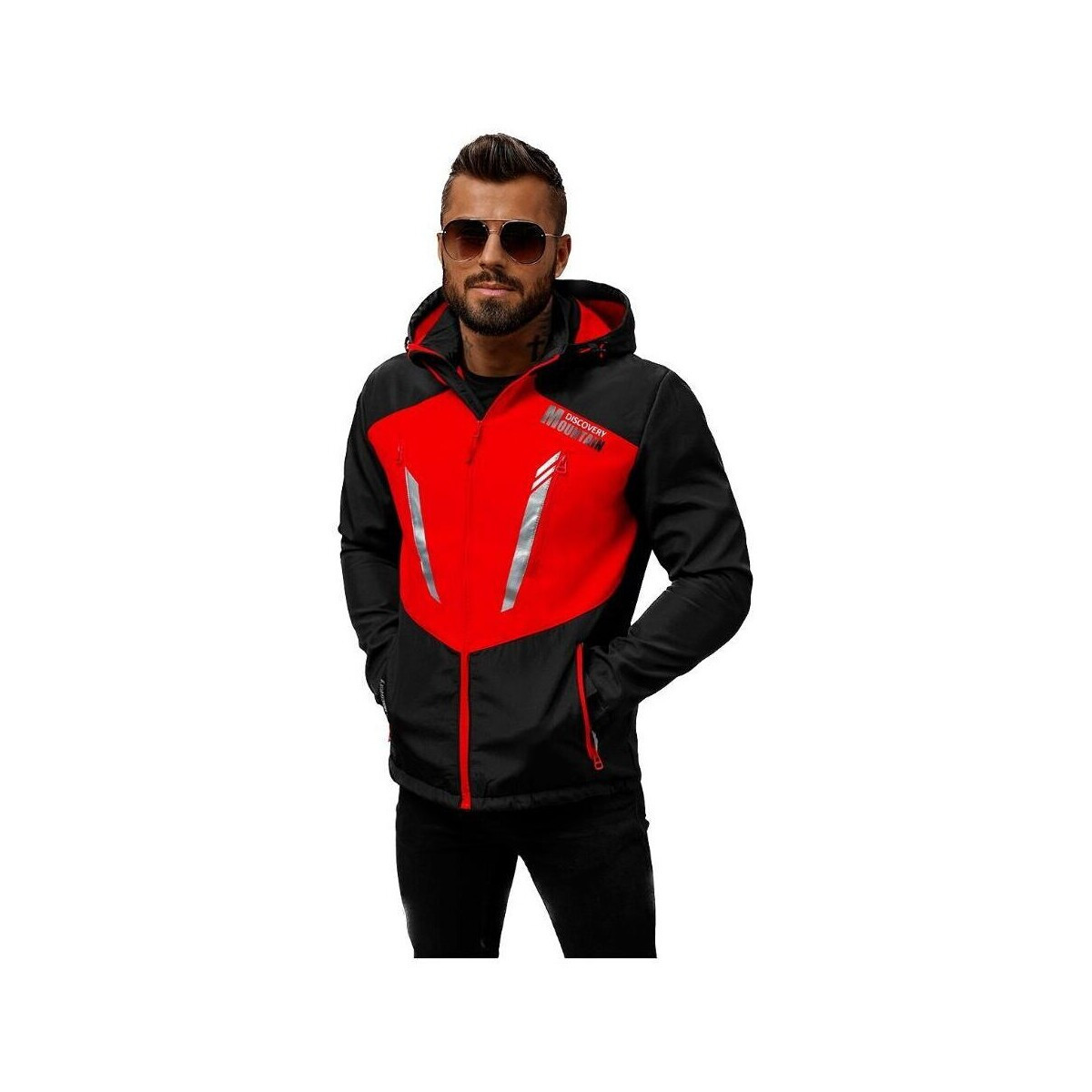 Ozonee  Pánská softshellová bunda Oklahoma černo-červená  Červená