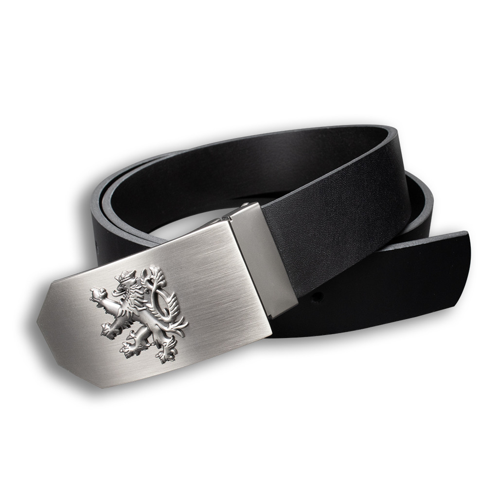 Opasek kožený Český lev 4 cm - černý, 100