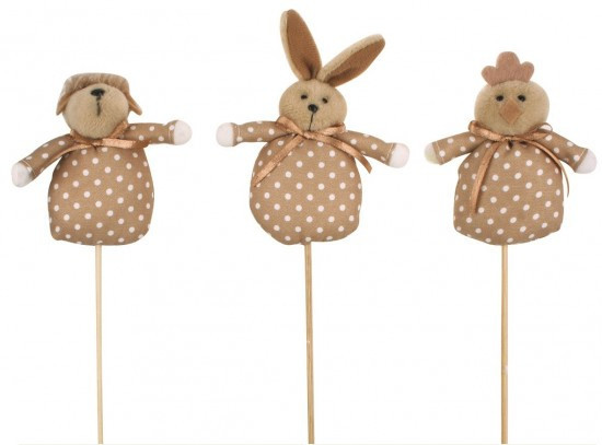 Anděl Zápich - látkové zvířátko - hnědé - 9 cm + špejle - 8689