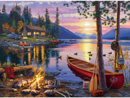 Norimpex Diamantový obrázek - Loďka u jezera - 30 x 40 cm - 1007415