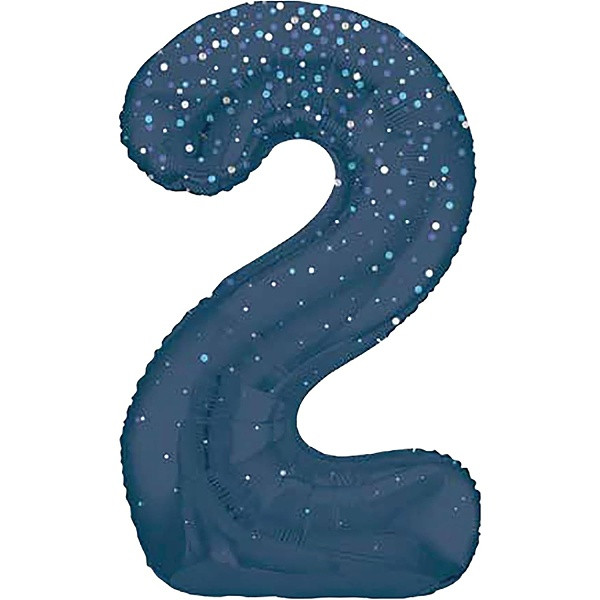 Balónek fóliový č. 2 modrý s puntíky 86 cm