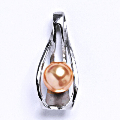 Stříbrný přívěšek s umělou lososovou perlou 8 mm,přívěšek ze stříbra P 1214