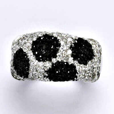 Stříbrný prsten s čirými a černými zirkony,prsten ze stříbra,váha 8,37 g