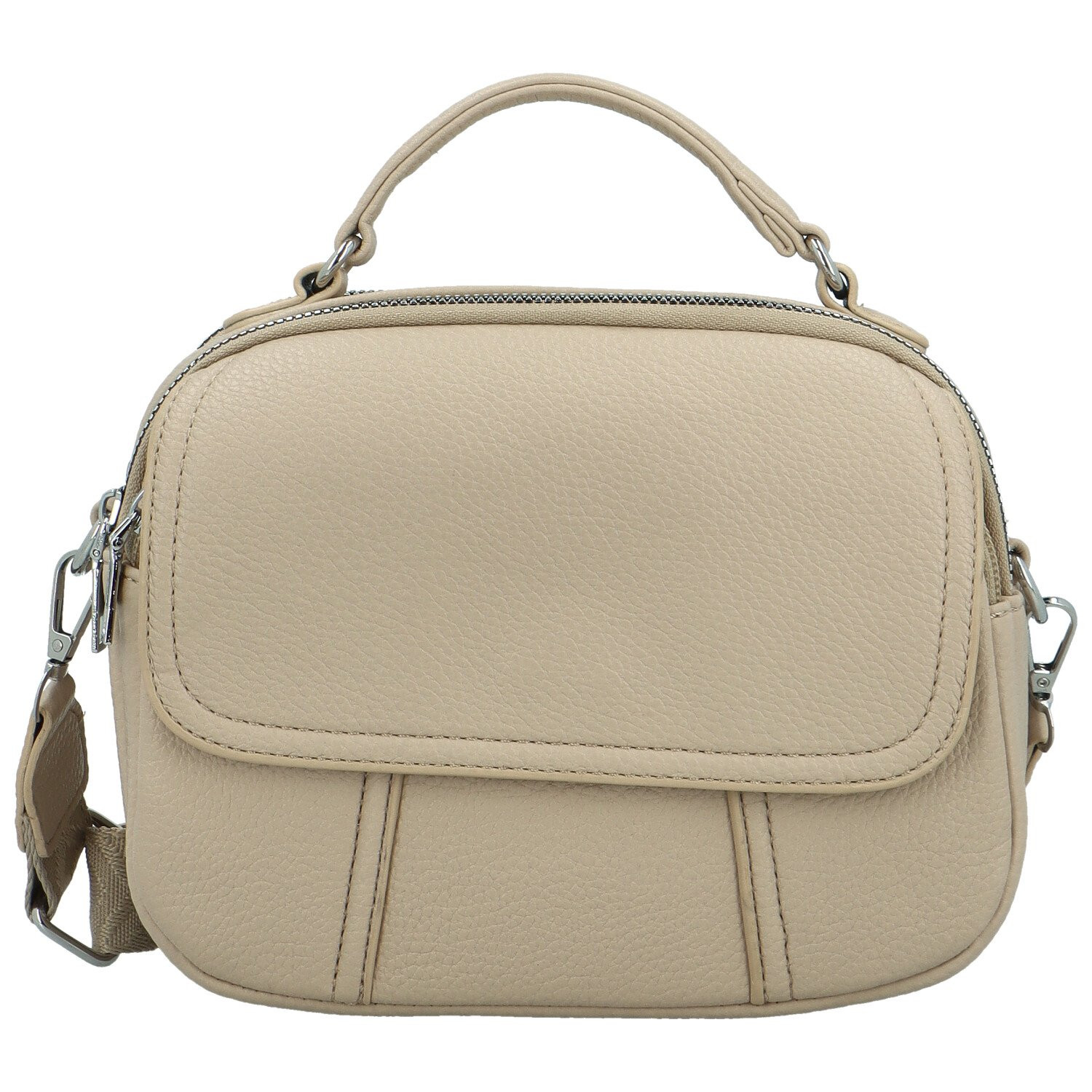 Trendy dámská koženková crossbody kabelka Badamia, béžová