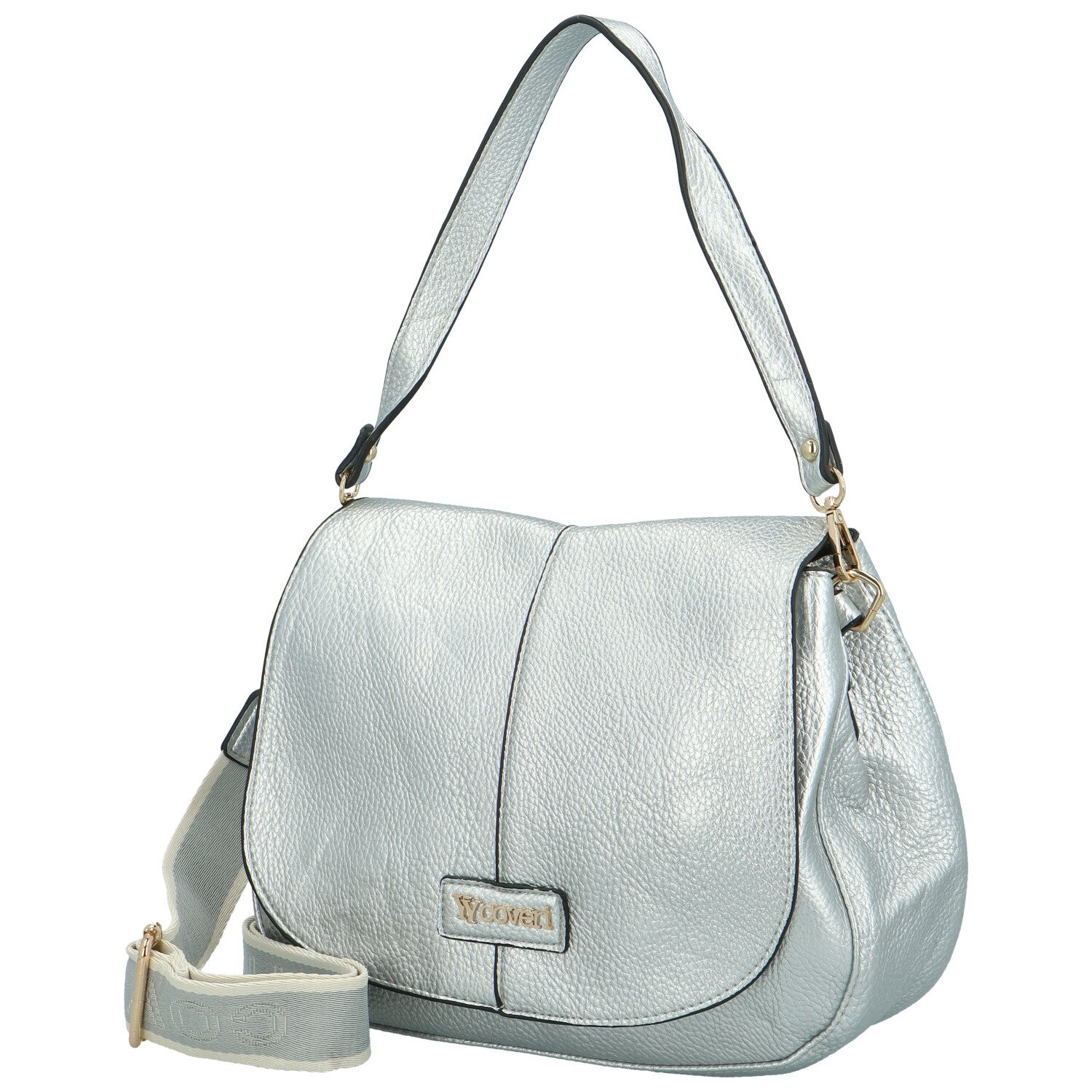 Trendy dámská koženková kabelka na rameno Coveri Grayson new, stříbrná