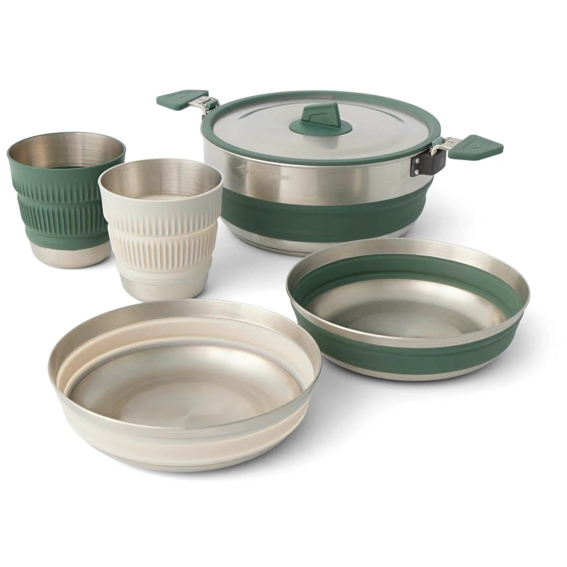 Sada nádobí Sea to Summit Detour Stainless Steel One Pot Cook Set 5 Piece Barva: stříbrná/zelená