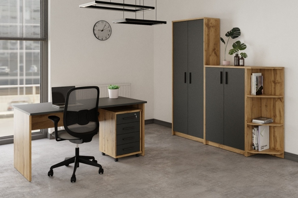 Kancelářská sestava NEJBY GIANNI 5, dub wotan/antracit
