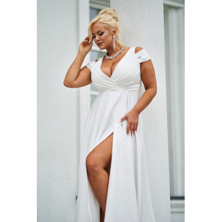 Dámské dlouhé svatební šaty, šaty na věneček GALLA, Velikost 44, Barva Smetanová BOSCA FASHION 0440004