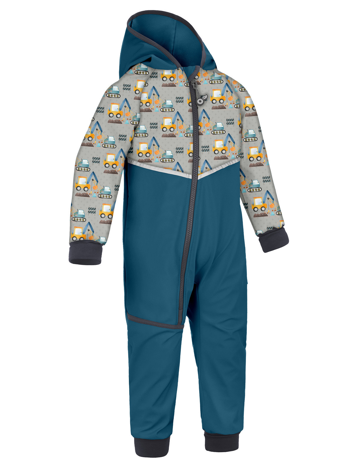 Unuo Unuo, Batolecí softshellová kombinéza s fleecem Mini, Kobaltová, Bagry Velikost: 74/80 8596227115174