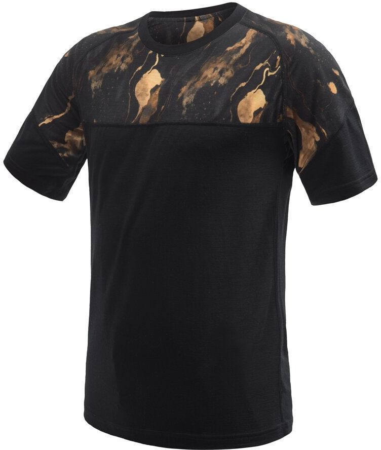 SENSOR MERINO IMPRESS pánské triko kr.rukáv černá/cosmos Velikost: XXL