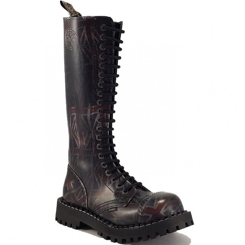 Boty Steel 20-dírkové barvy Velké Británie - černé-barevné, 37