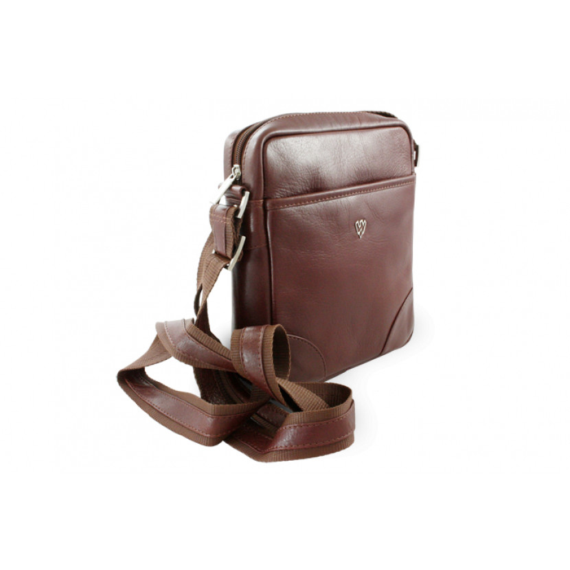 Kožený zipový crossbag Arwel 1711 - hnědý