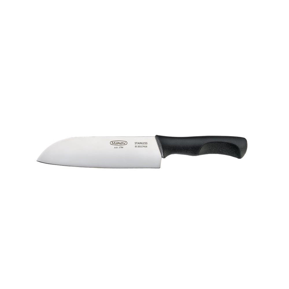 Nůž kuchyňský Mikov Santoku 74-NH-16 - černý-stříbrný