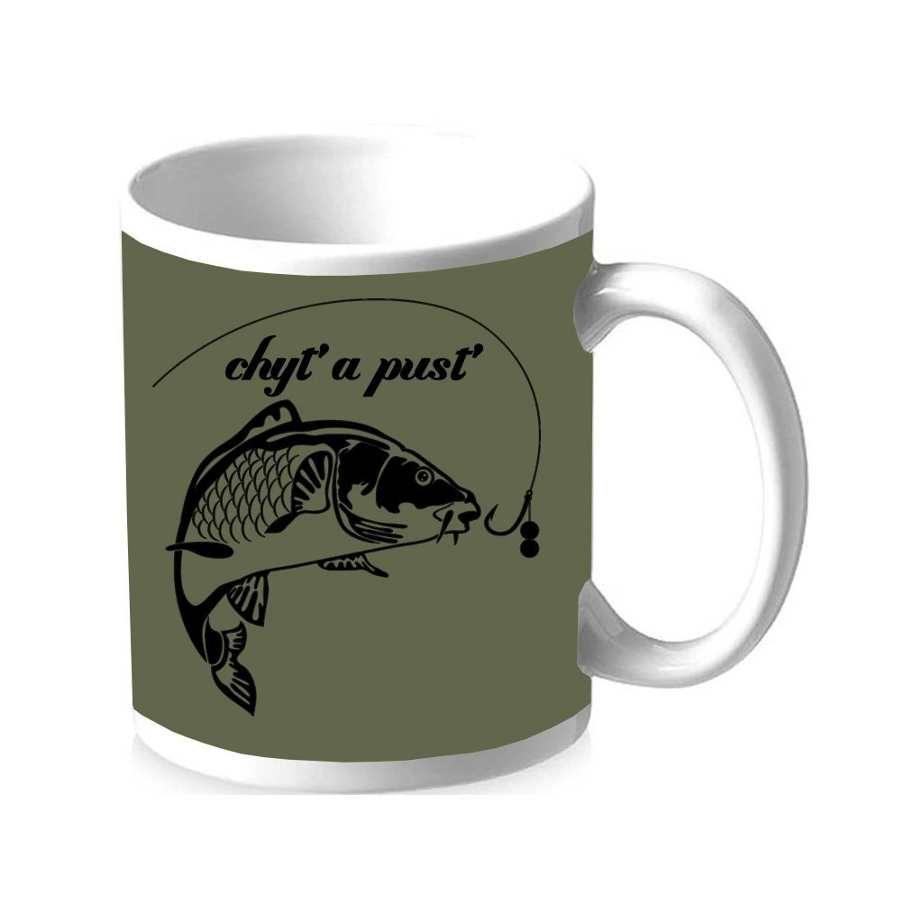 Hrnek Striker Chyť a pusť - olivový-bílý