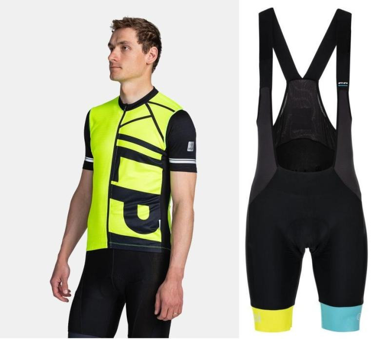 KILPI CAVALET-M Žlutý cyklistický dres + Kilpi MURIA-M modré cyklistické kraťasy
