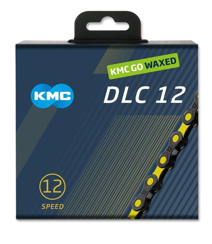 Kmc DLC 12 černo-žlutý Waxed BOX řetěz