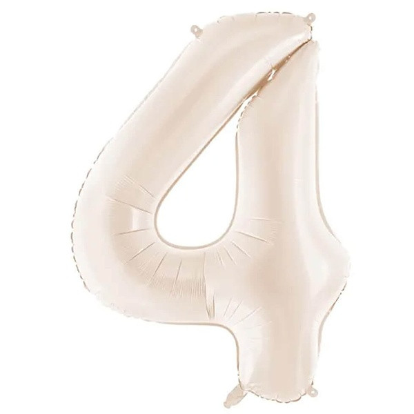 Balónek fóliový číslo 4 světle teplá béžová 86 cm