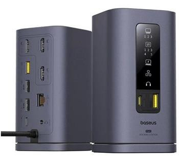 Baseus Dokovací stanice Spacemate 11v1 (USB-C PD, USB-C, 2x USB-A, 3x HDMI) šedá