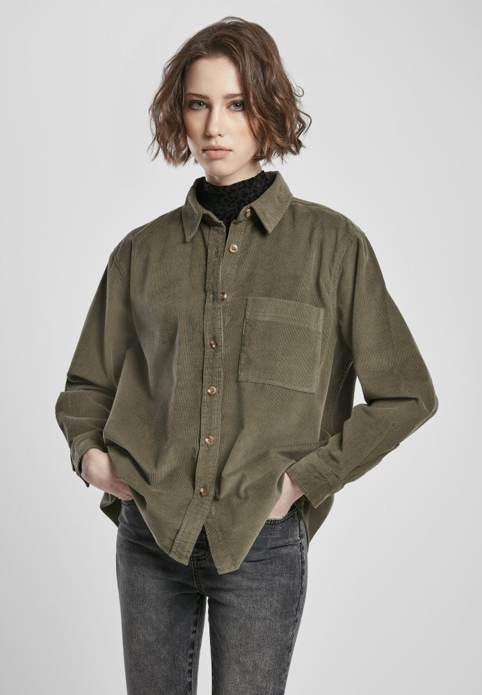Dámská košile Urban Classics Corduroy Oversized Shirt - olive XL