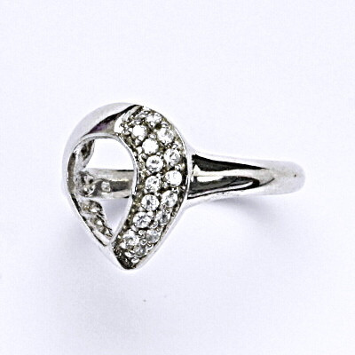 Stříbrný prsten s čírými zirkony,prsten ze stříbra, 3,82 g, vel. 59