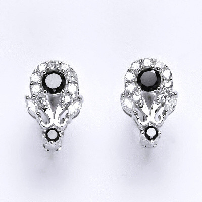 Stříbrné náušnice, syntetický zirkon, náušnice ze stříbra, zapínání na patent, váha 3,12 g