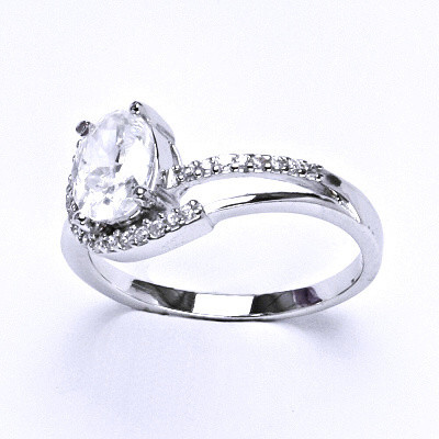 Stříbrný prsten, prsten ze stříbra, syntetický zirkon, váha 4,95 g, vel.57