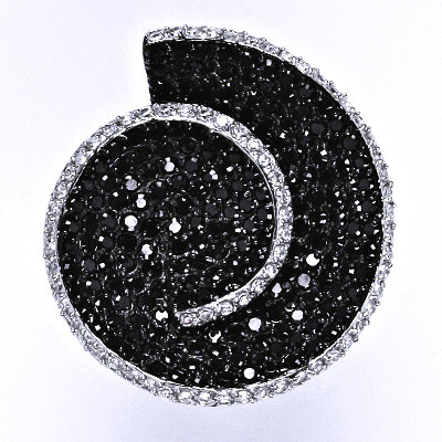 Stříbrný prsten s černými a čirými zirkony,prsten ze stříbra,váha 13,52 g