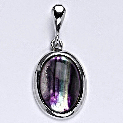 Stříbrný přívěsek s přírodním kamenem fluorit 14 x 10 mm, P 1454/22