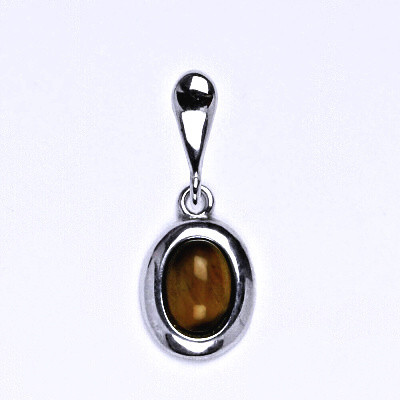 Stříbrný přívěsek,přírodní kámen tygří oko 7 x 5 mm, P 1354