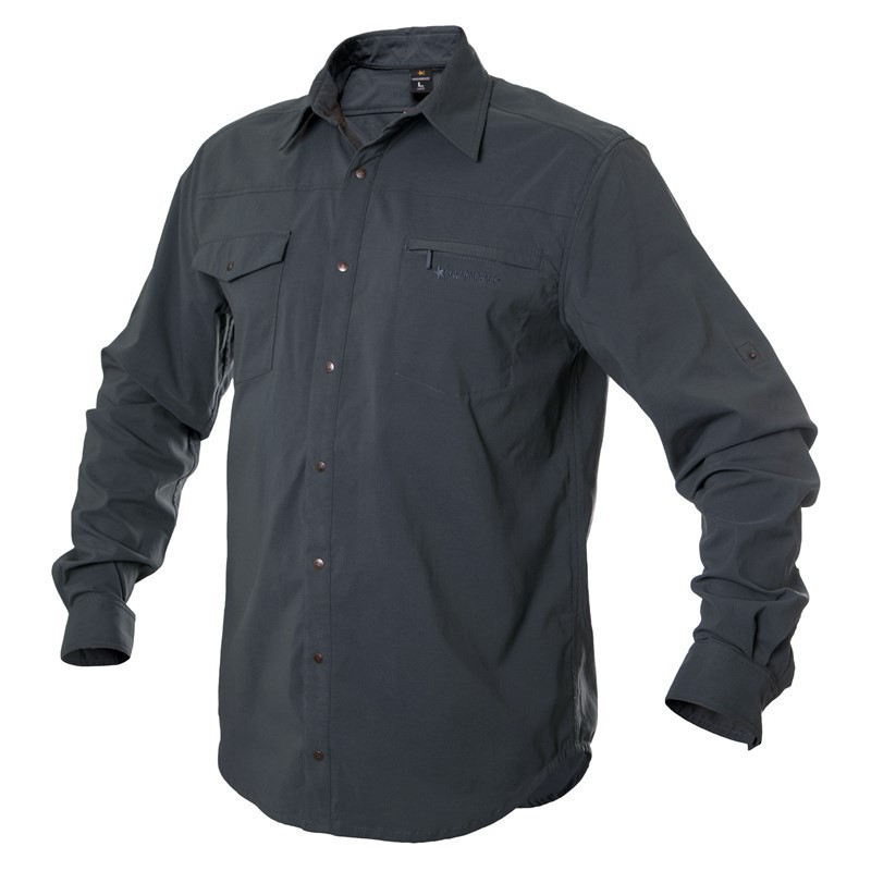Warmpeace Pánská košile s dlouhým rukávem  Thunder Dark Grey
