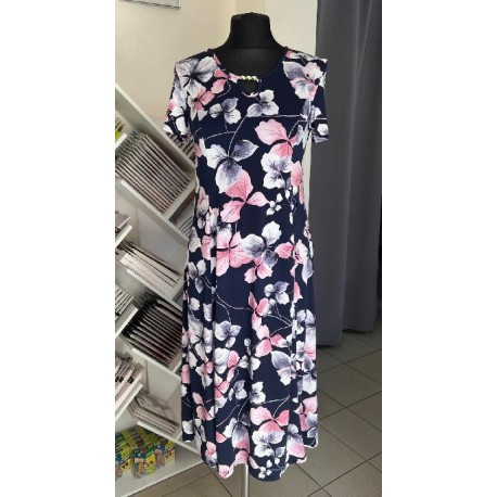 Dámské letní šaty, Velikost 42, Barva Modrá, Vzor Květinový L&S Fashion 0020222