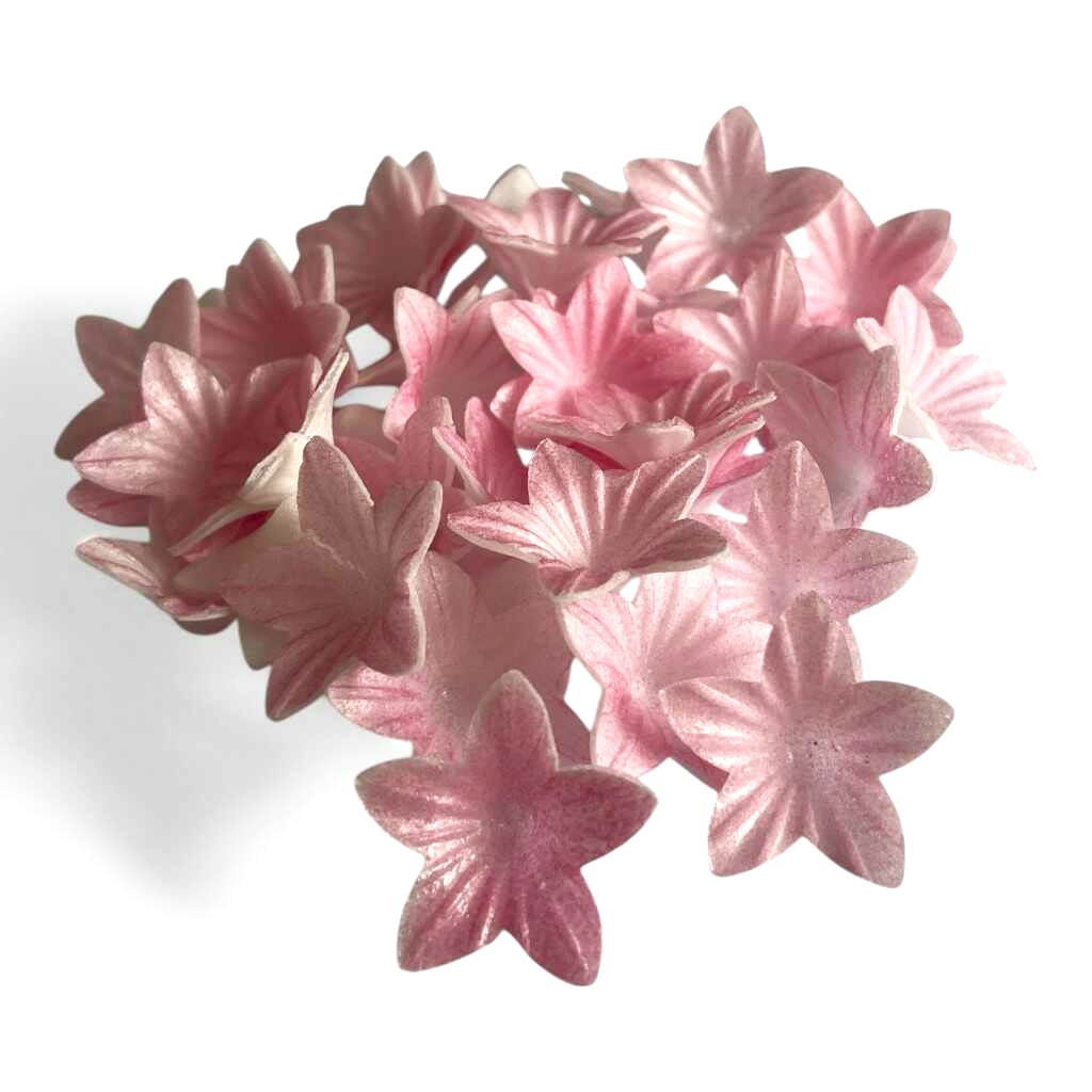 Jedlý papír 3D mini kvítky růžové 40ks