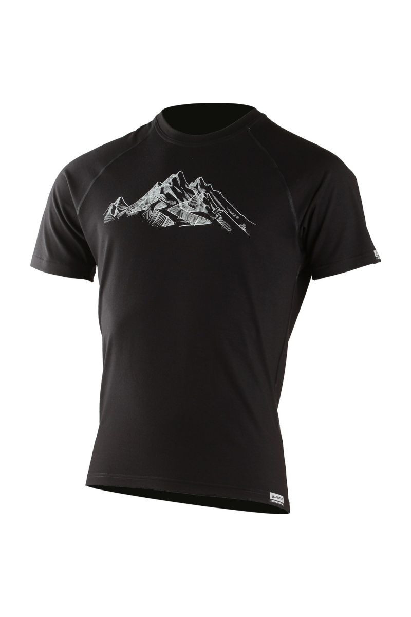 Lasting pánské merino triko s tiskem HILL 9090 černé Velikost: XL 8595067876702