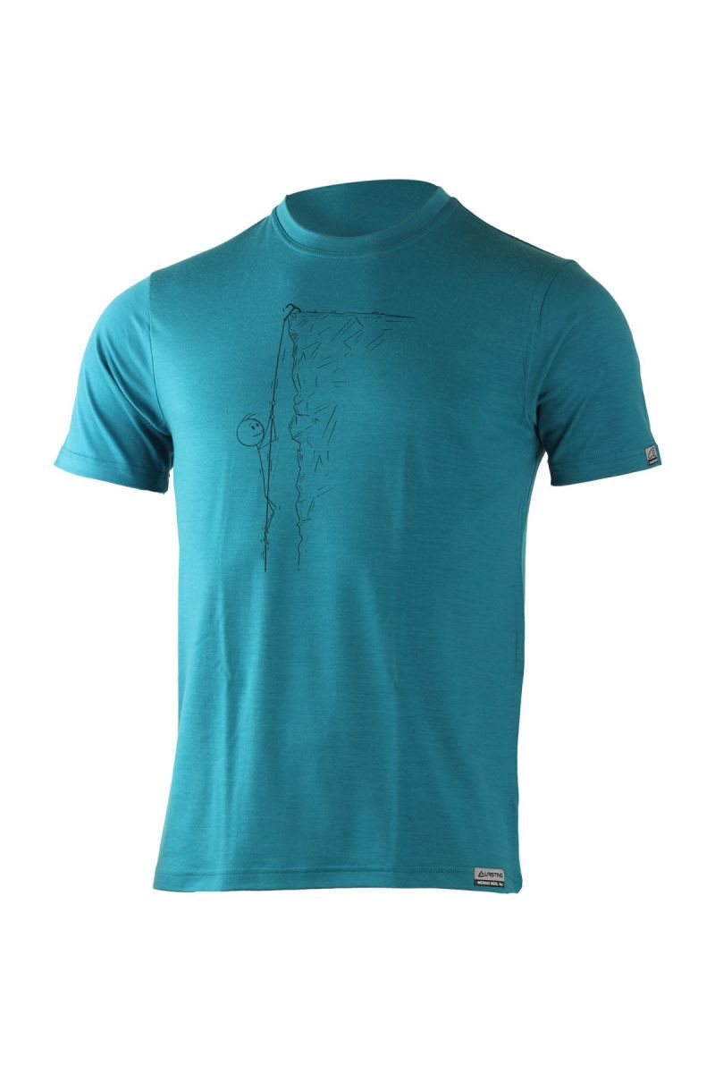 Lasting pánské merino triko s tiskem HORAL modré Velikost: XXL 8596445006834