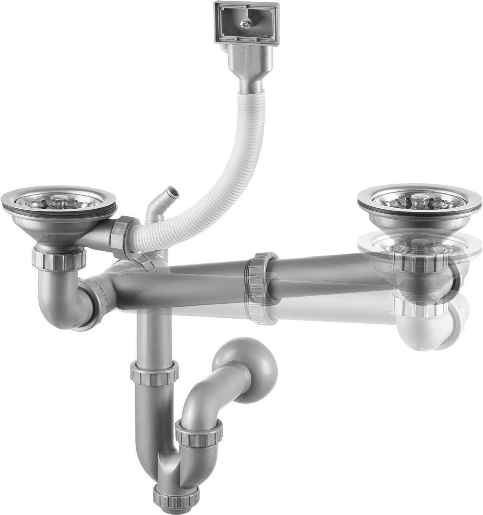 DEANTE Sifon stainless nerez Náhradní sifonová sada pro nerezový dřez, 1.5  and 2 bowl 2